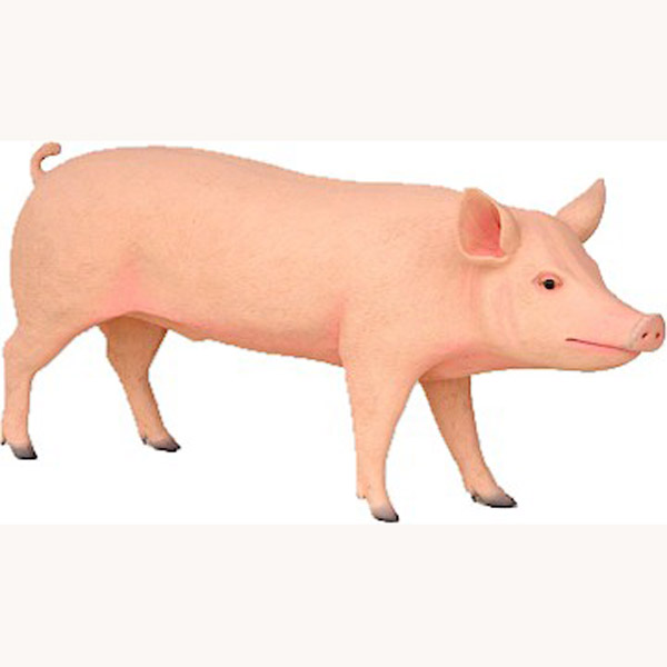 Life-Sized Fiberglass Pink Pig