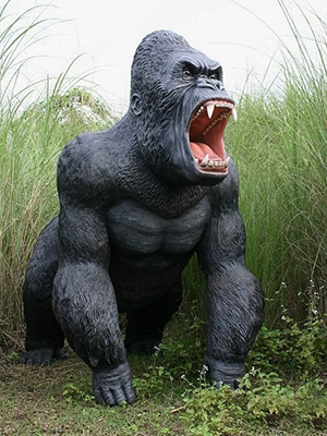 Yelling SilverBack Gorilla Statue - Click Image to Close