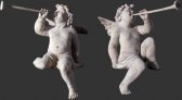 Cherubs Heralds Roman Stone Finish (SET OF 2) / Fiberglass Cherubs Heralds Roman Stone Finish (SET OF 2) / Fiberglass