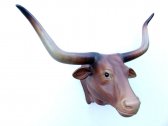Bull Head with Long Horns (Brown) / Fiberglass Bull Head with Long Horns (Brown) / Fiberglass