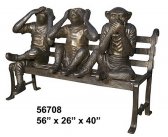 Bronze Three Monkeys on Bench Bronze Three Monkeys on Bench