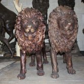 Pair of Bronze Walking Lions Pair of Bronze Walking Lions