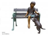 Boy with Dog on Bench Boy with Dog on Bench