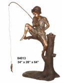Bronze Boy Fishing on Tree Bronze Boy Fishing on Tree