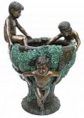 Three Kids on Bronze Basket Fountain Three Kids on Bronze Basket Fountain