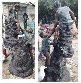 Bronze Children Climbing Rock Bronze Children Climbing Rock