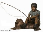Boy and Dog Fishing Boy and Dog Fishing