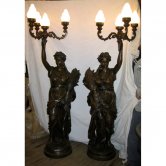 A Pair Bronze Lights Lamps A Pair Bronze Lights Lamps
