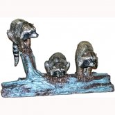 Bronze Three Raccoons on a Log