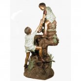 Bronze Boys Climbing Stump Bronze Boys Climbing Stump