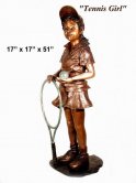 Bronze Girl Holding a Tennis Racquet Bronze Girl Holding a Tennis Racquet