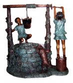 Bronze Kids with Dog by Well Bronze Kids with Dog by Well