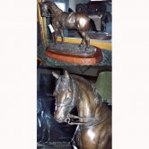 Bronze Horse with Saddle on oval Wood Base Bronze Horse with Saddle on oval Wood Base