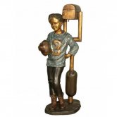 Bronze Football Boy on Mailbox Bronze Football Boy on Mailbox