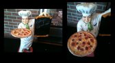 Pizza Chef Holding Pizza Pie & Menu Board Pizza Chef Holding Pizza Pie & Menu Board