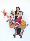 Funny Reindeer Standing with Santa Claus Funny Reindeer Standing with Santa Claus