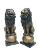 Bronze Sitting Lions On Ball Bronze Sitting Lions On Ball