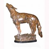 Bronze Wolf with Marble Base Bronze Wolf with Marble Base